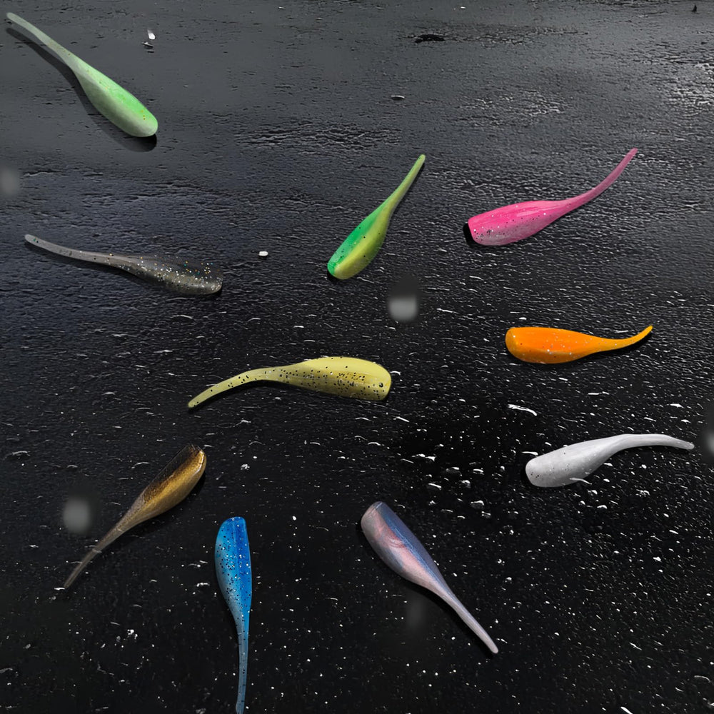 Balifly crappie soft plastics with natural hook-setting texture for better presentations.