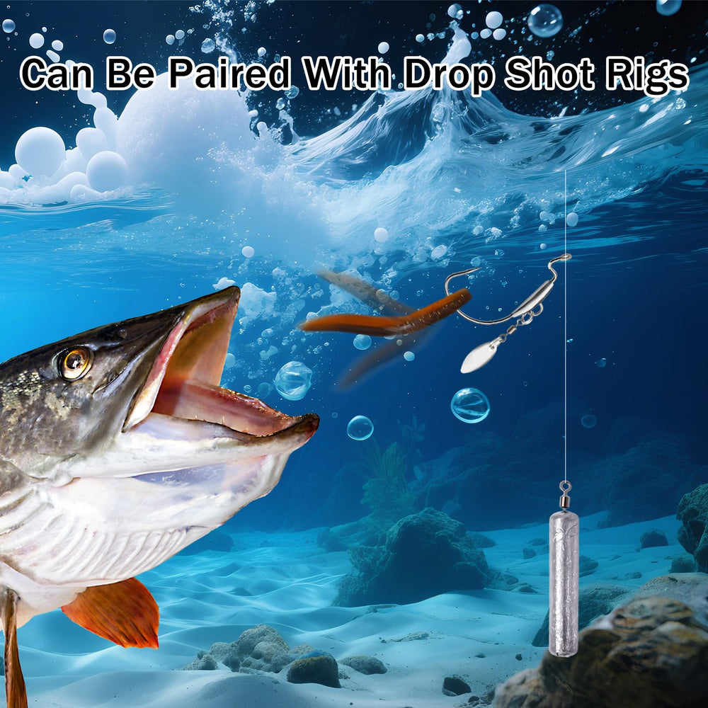 Balifly cylinder lead sinker resists rock snagging and keeps rigs steady near structure.