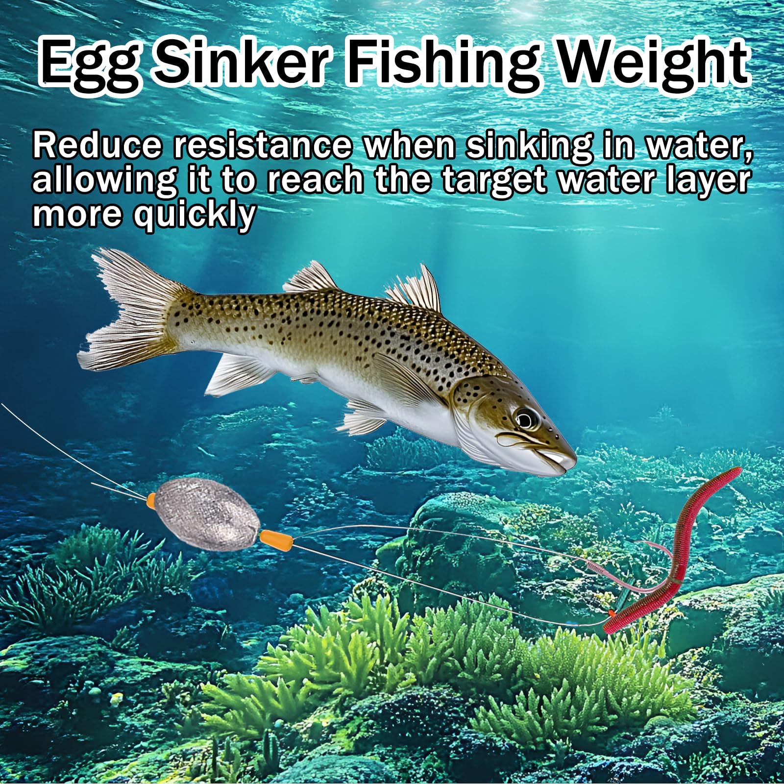 Balifly egg sinker on Texas rig setup aids stability and casting.