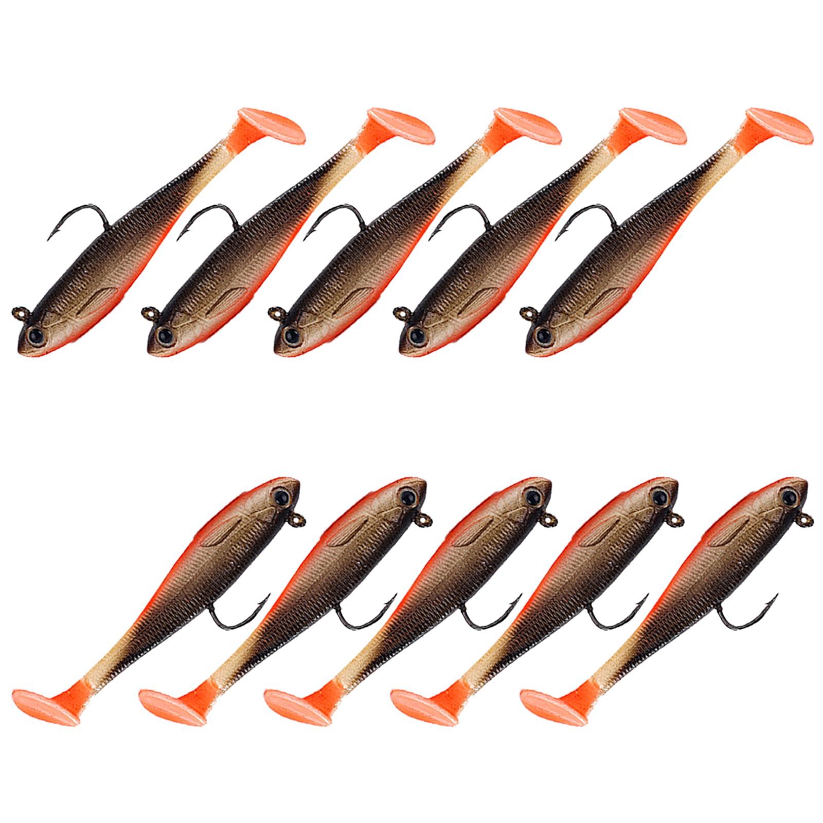 Balifly FS/RE-08 orange paddle tail swimbait with realistic action for bass.