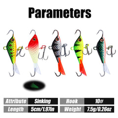 Balifly ice lure side view showing vibrant colors for visibility under ice.