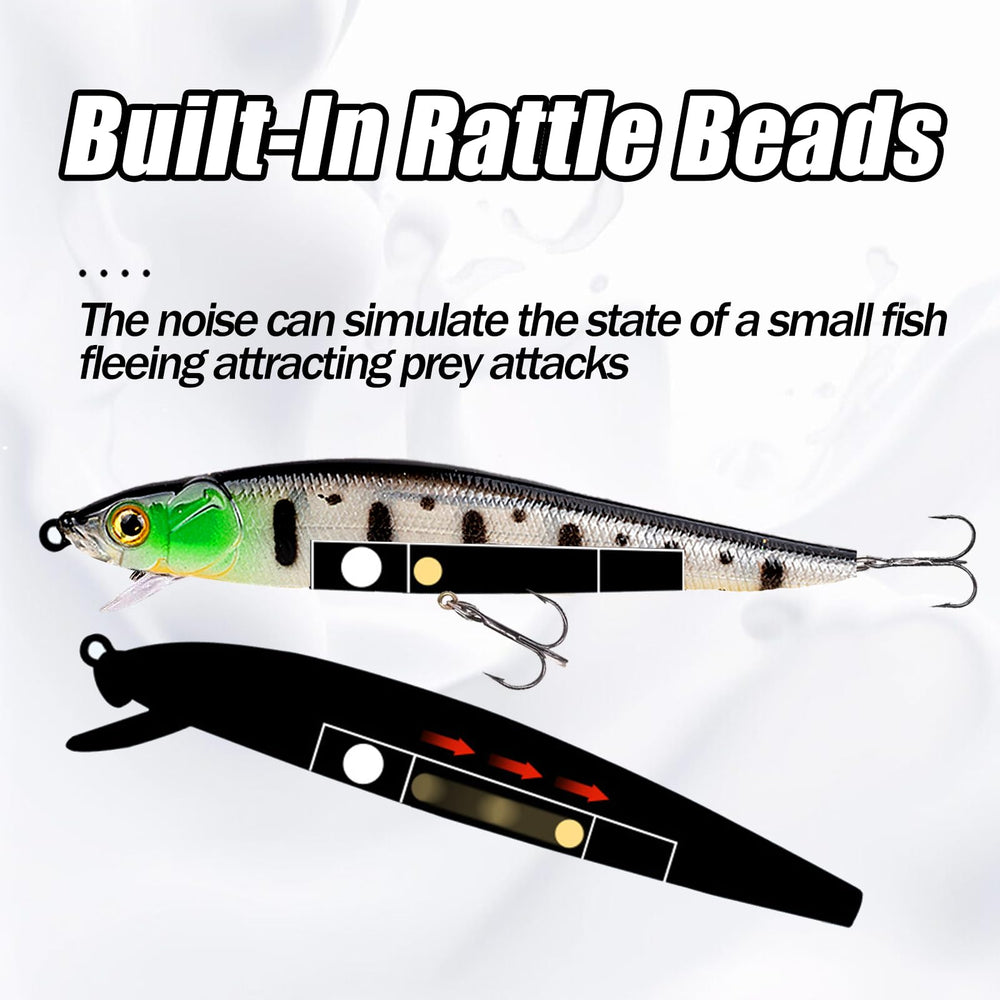 Balifly jerkbait laser-bright painted surface creates strong water reflections to trigger bites.