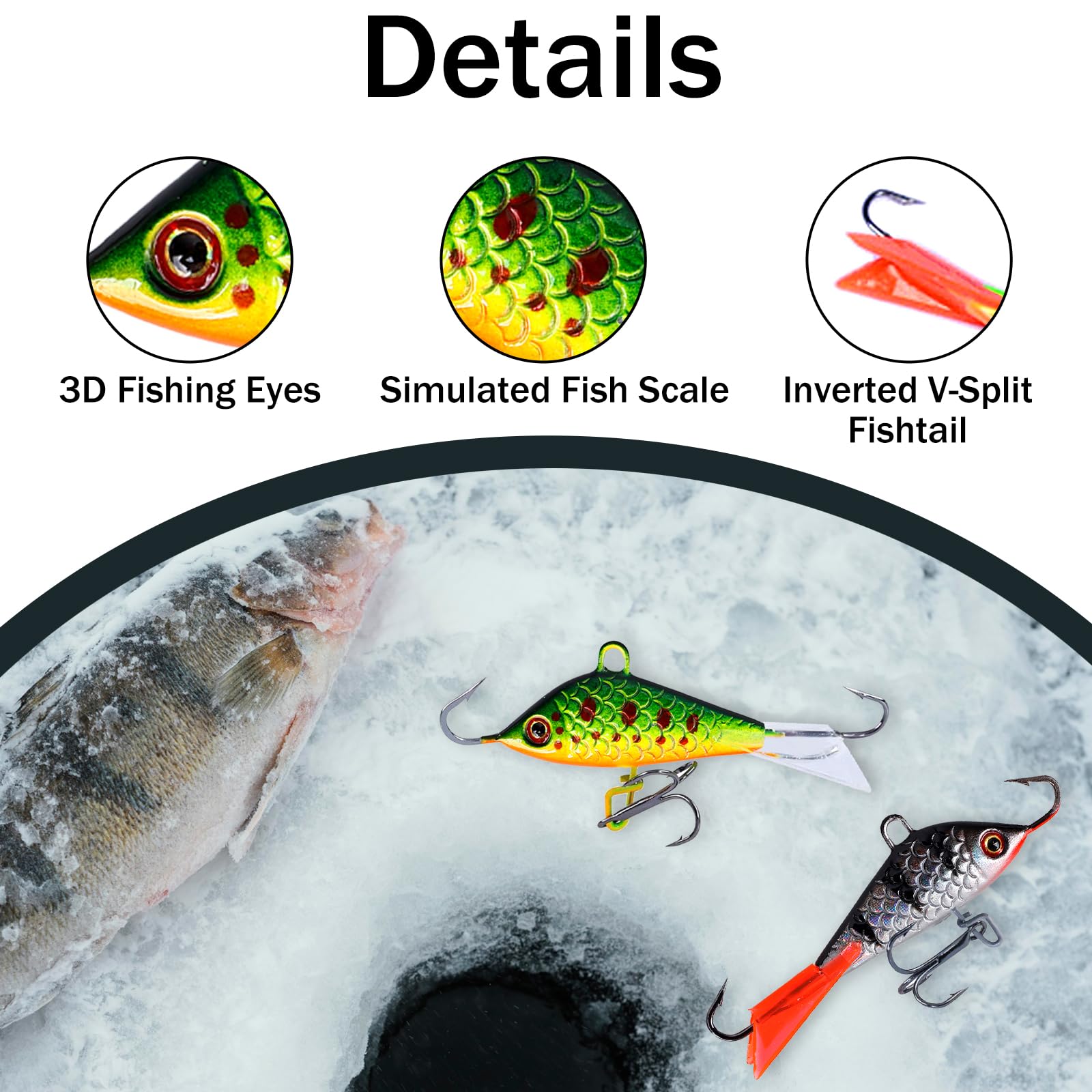 Balifly jig head detail highlighting sturdy front hook design for cold conditions.