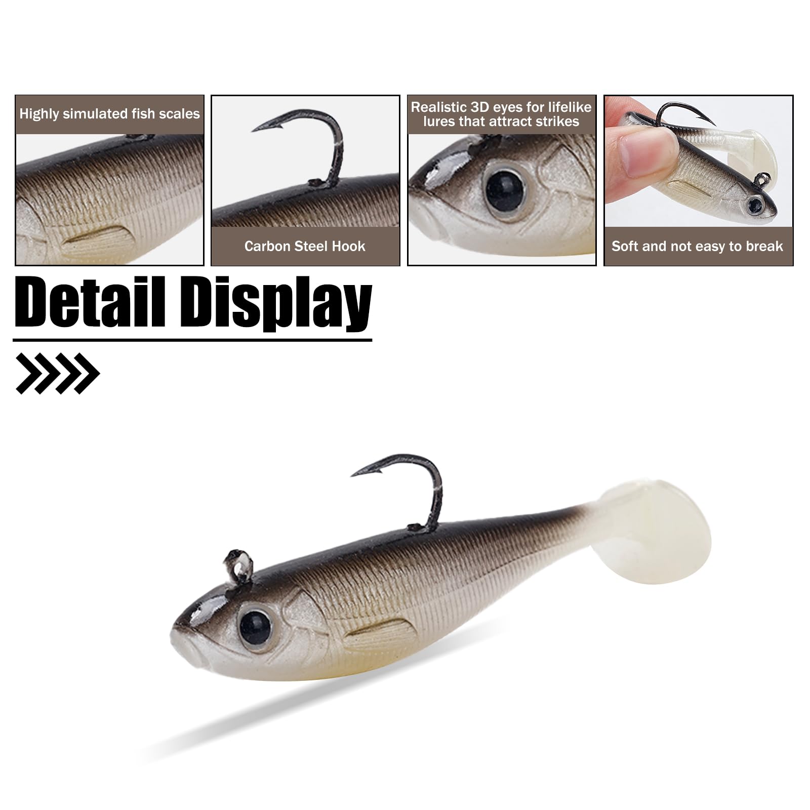 Balifly paddle tail swimbait action creates enticing vibrations underwater.