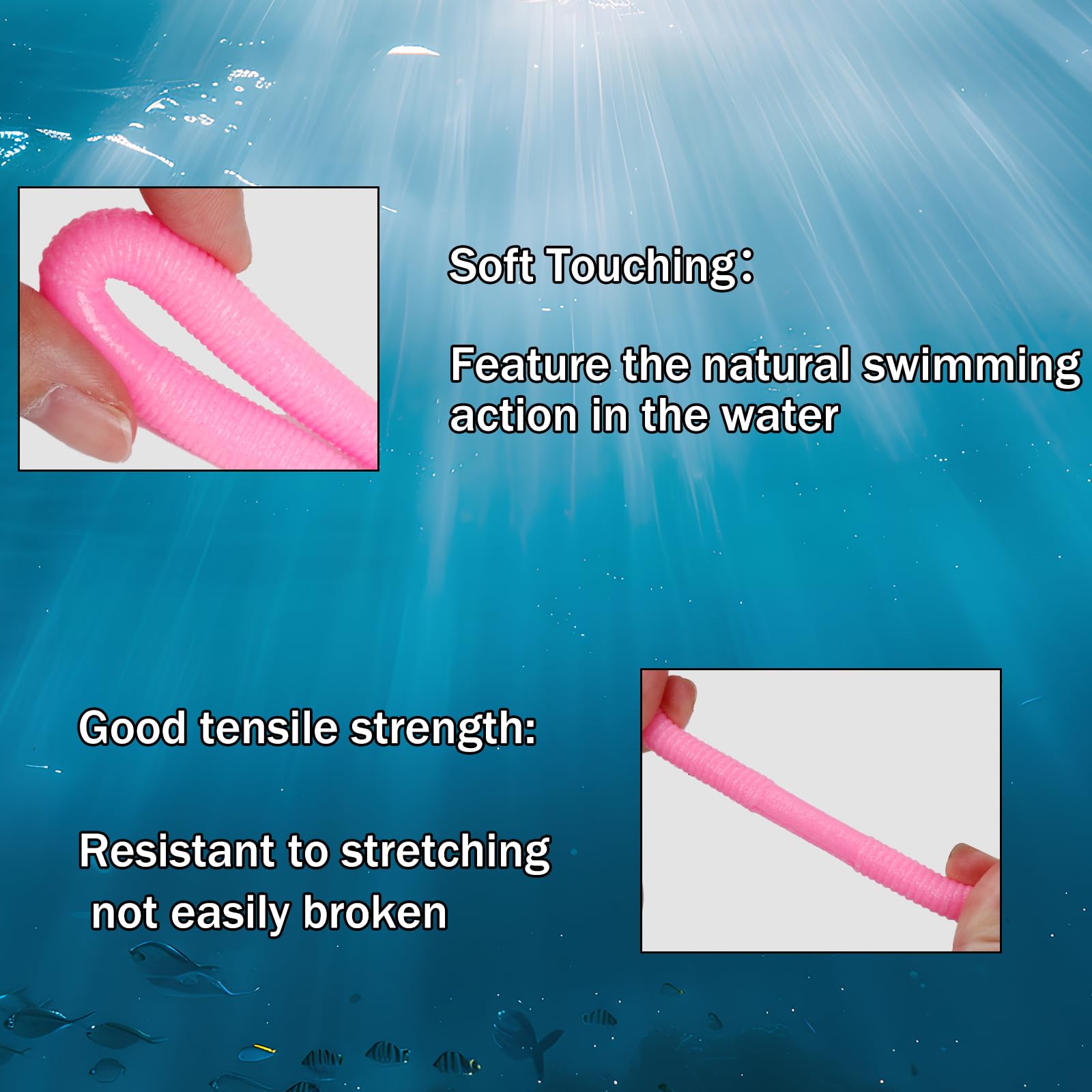 Balifly worm suitable for saltwater and freshwater bass fishing.