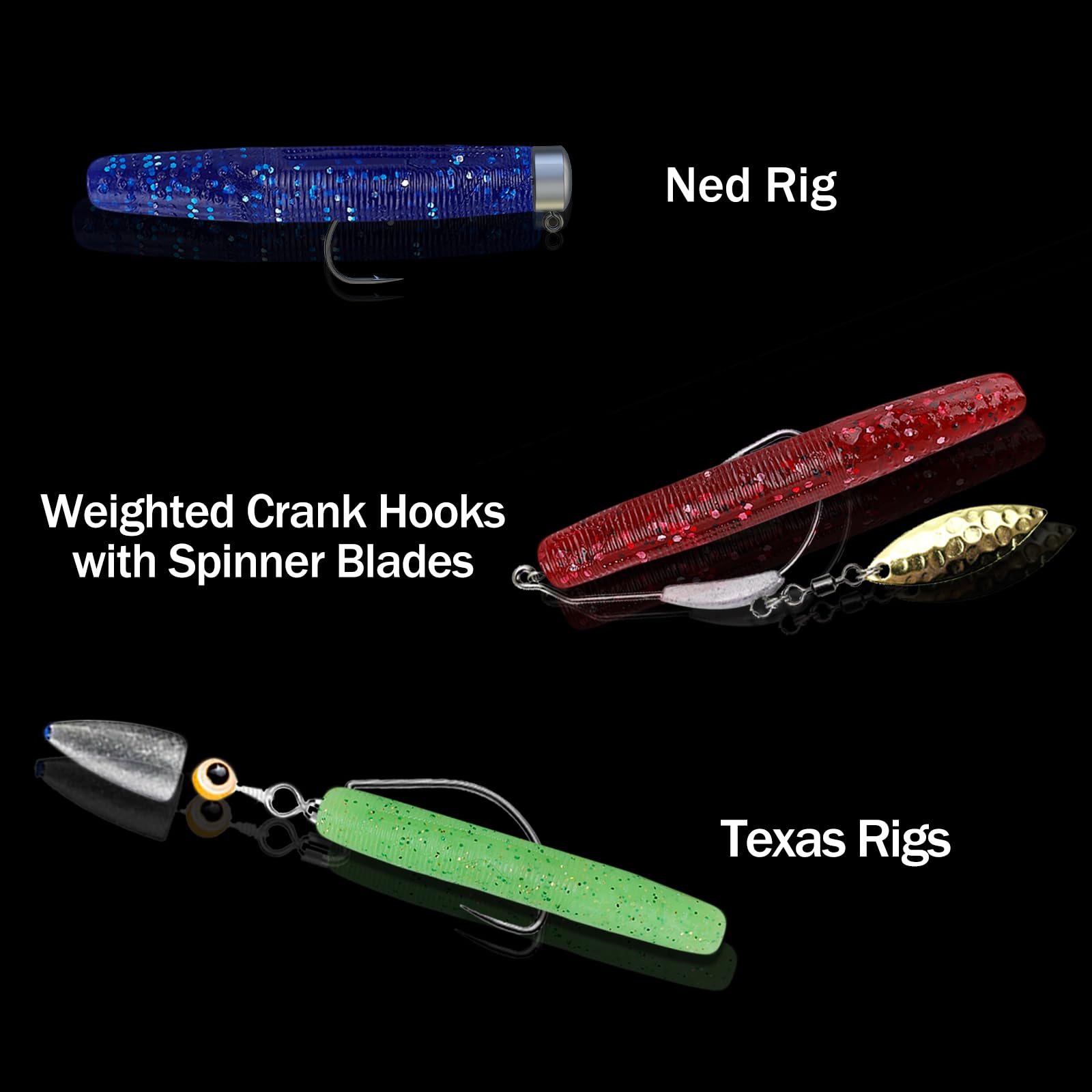 Balifly 2-6in worm size fits compact tackle boxes and tight cover