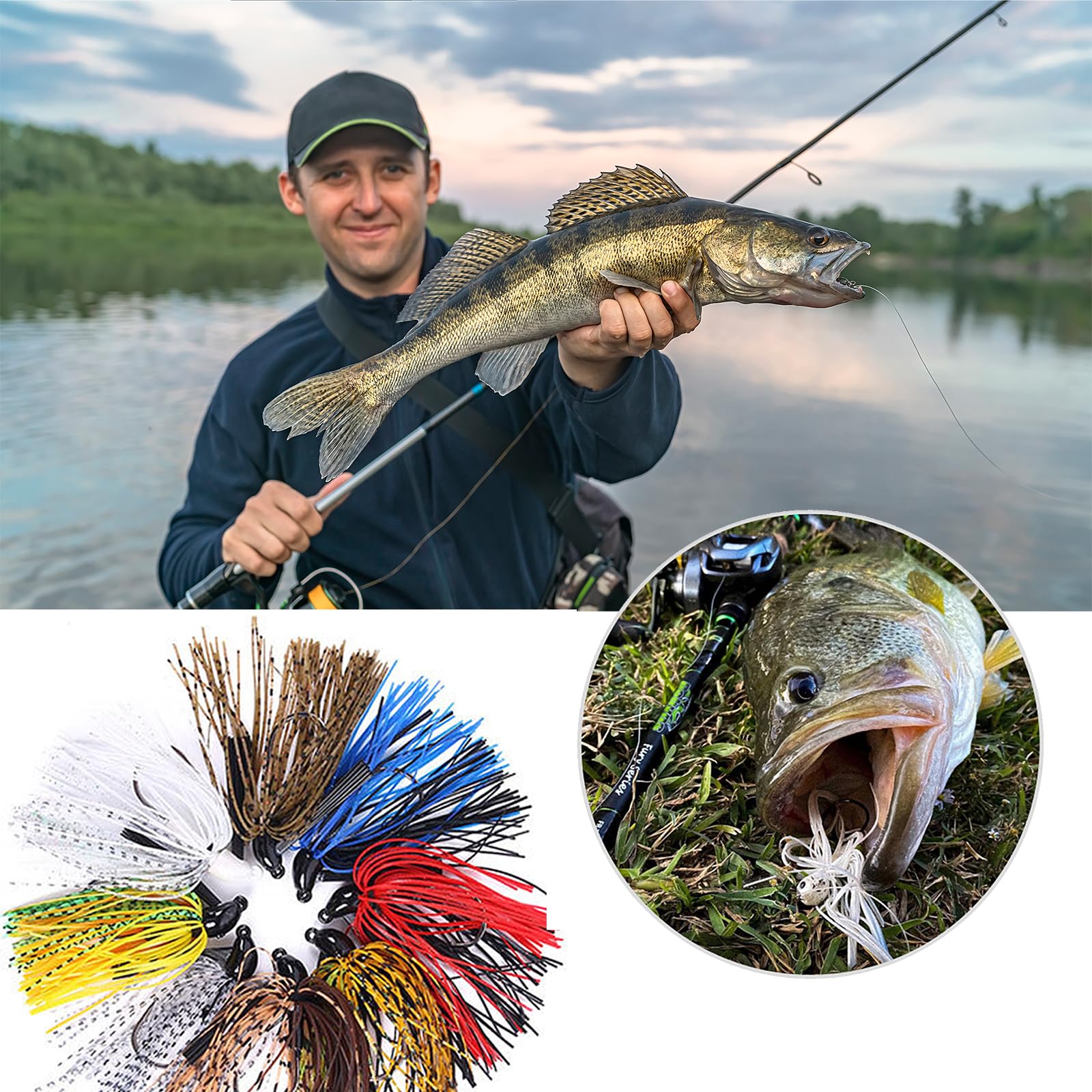 Set of 5 Balifly weedless jig head lures FS/YE-08(B) 0.35oz