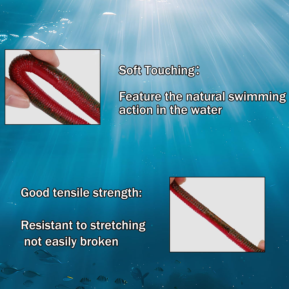 Balifly 5.31-inch worm length fits multiple bass conditions and tackle boxes.