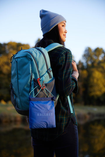 Ballast Beach Pillow fits in a compact carrying case for transport.