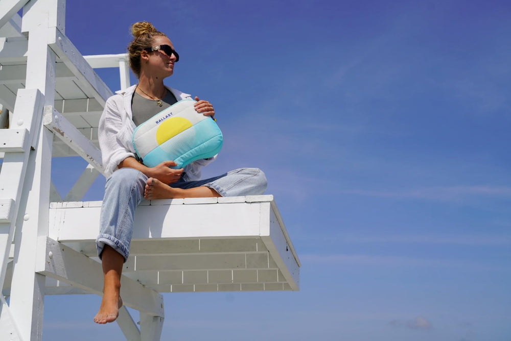 Ballast Beach Pillow compact carrying case enables easy transport.