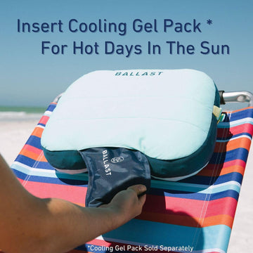 Ballast Beach Pillow inflated for versatile use at beach or pool.