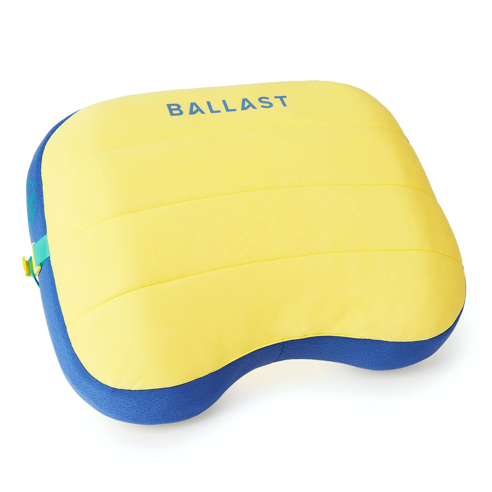Ballast Beach Pillow close-up in sunshine yellow showing soft weather-resistant comfort.