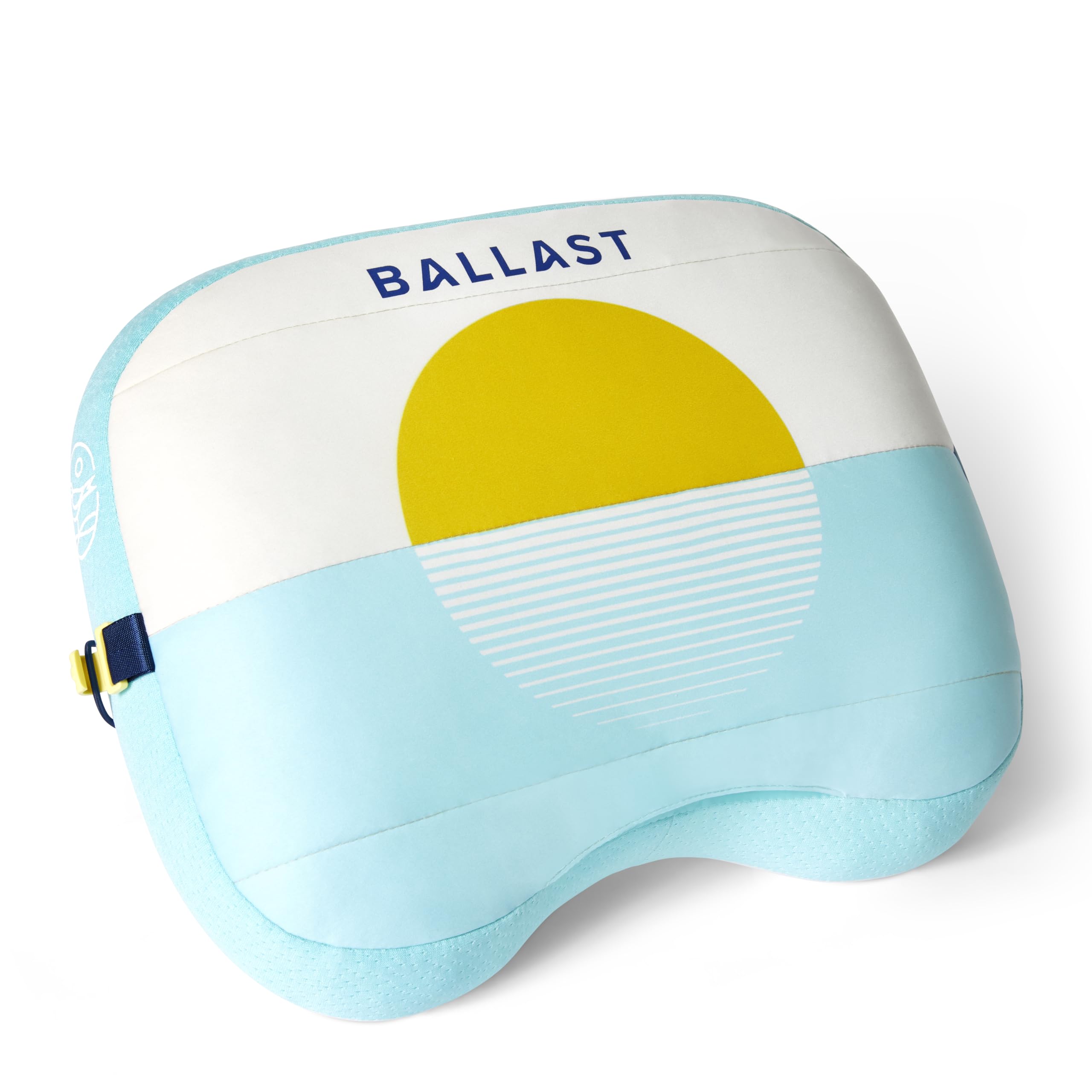 Ballast Beach Pillow on a windy beach stays put for relaxed lounging.