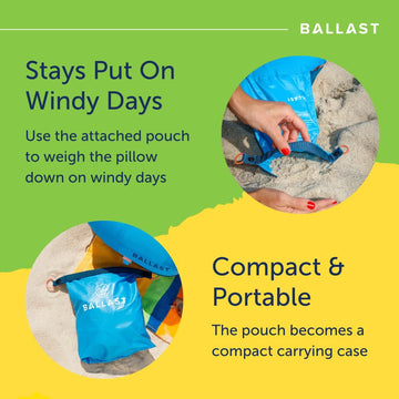 Ballast Travel Pillow PRO weighted for wind stability at the beach