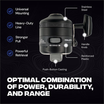 Ballista AquaSnipe BL40 reel with dual handle, easy right or left handed retrieval.