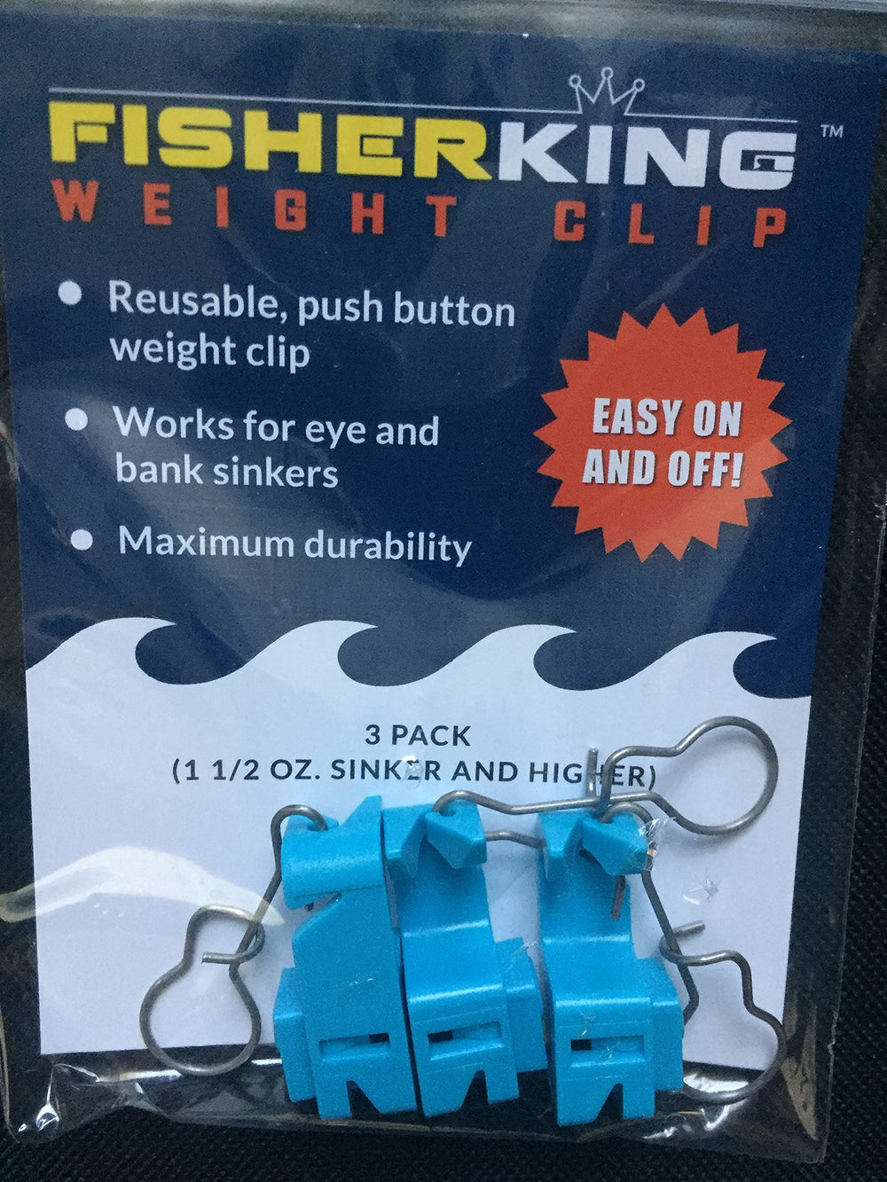 Balloon Fisher King weight clip pack with easy on/off sinker attachment for quick changes.