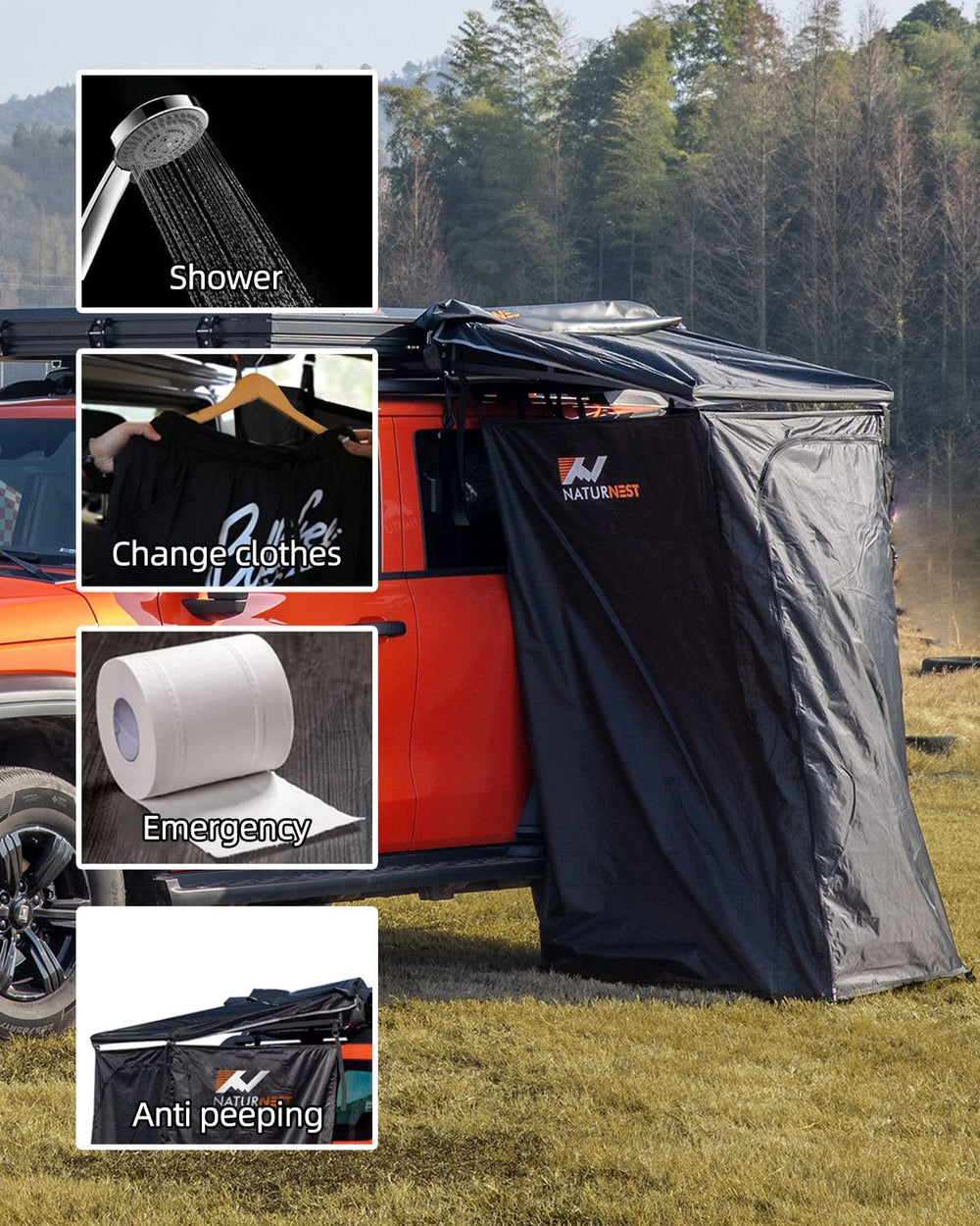 BAMACAR Naturnest aluminum frame ensures stability in wind.