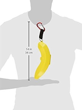 Banana Saver attached to backpack with carabiner for quick access.