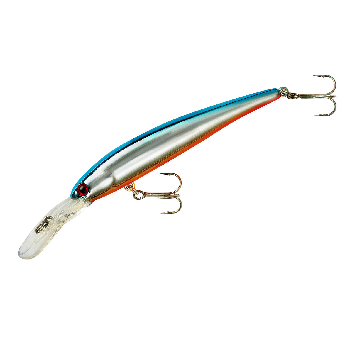 Band-It B-Shad Chrome Blue Back lure front view showing reflective surface for multi-species fishing