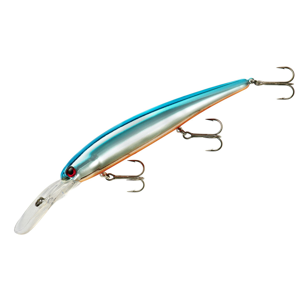 Band-It Walleye Deep Minnow Jerkbait with chrome blue back, high visibility for deep-water fishing