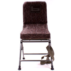 Banded chair adjustable legs with wide feet stabilize uneven terrain