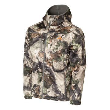 Side view of Banded Thacha L-2 jacket, quiet softshell ideal for motion-heavy outdoor activities.