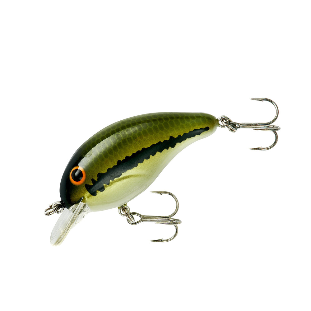 Bandit Lures Crank 100 Series 2-Inch Baby Bass Green performs a panicky shallow-water swim.