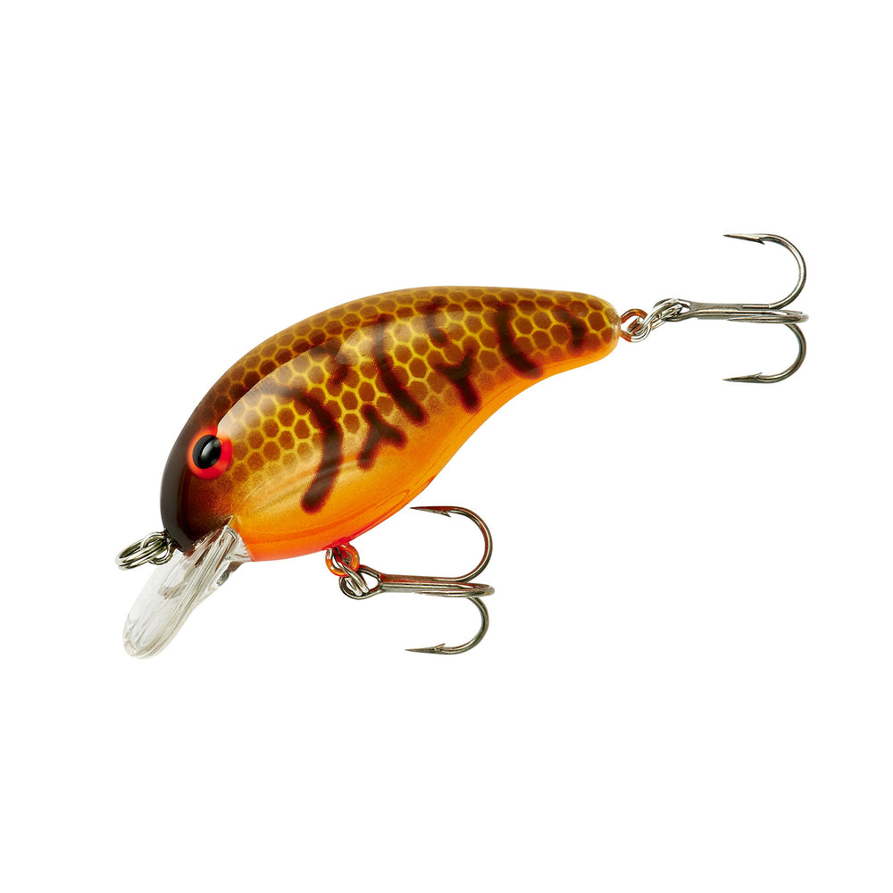Bandit Lures Series 100 crankbait, brown craw orange belly, side view, ideal for shallow-water bass.