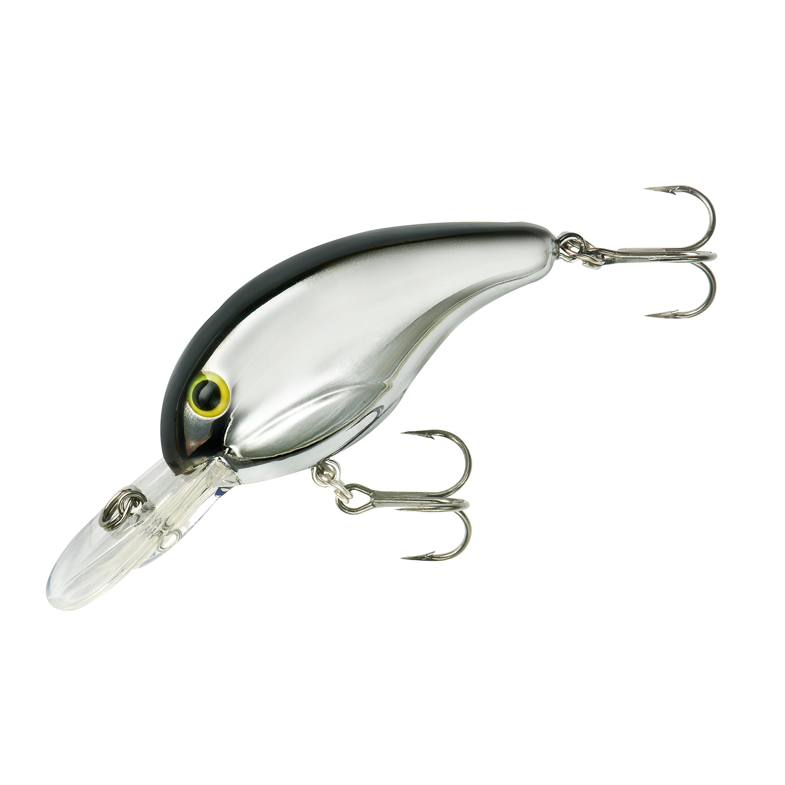 Bandit Lures Series 200 crankbait front view shows chrome black back for bass attraction.