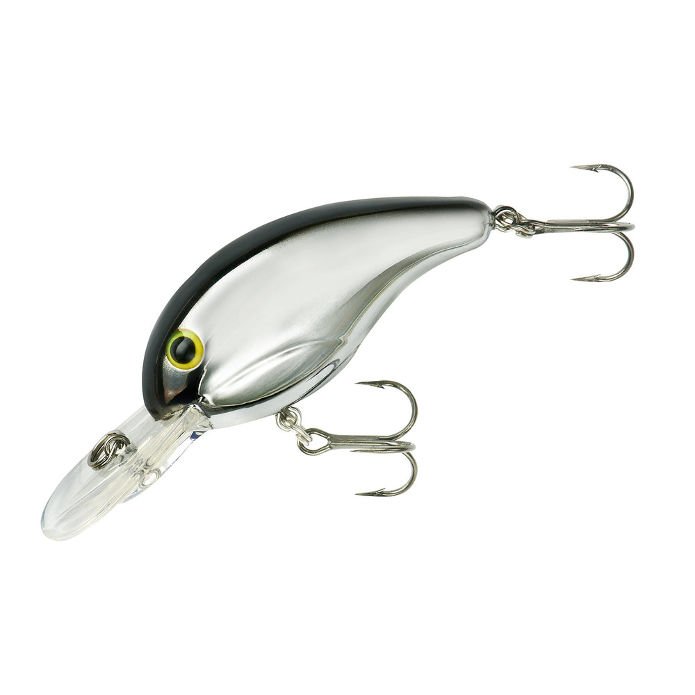 Bandit Lures Series 200 crankbait front view shows chrome black back for bass attraction.