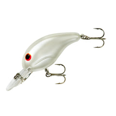 Bandit Lures Series 200 pearl red eyes, front view, attracts bass with lifelike wobble.