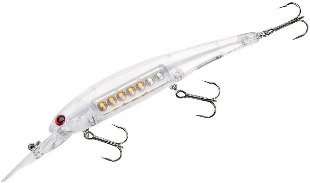 Bandit Suspending Minnow Clear 4 5/8 inch lure suspends for steady depth during walleye fishing