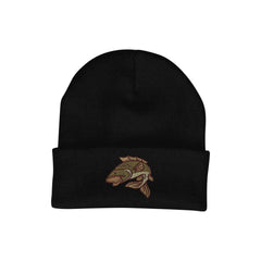 Bang Tidy Carp Fishing Hat in black with embroidered carp design on the front.