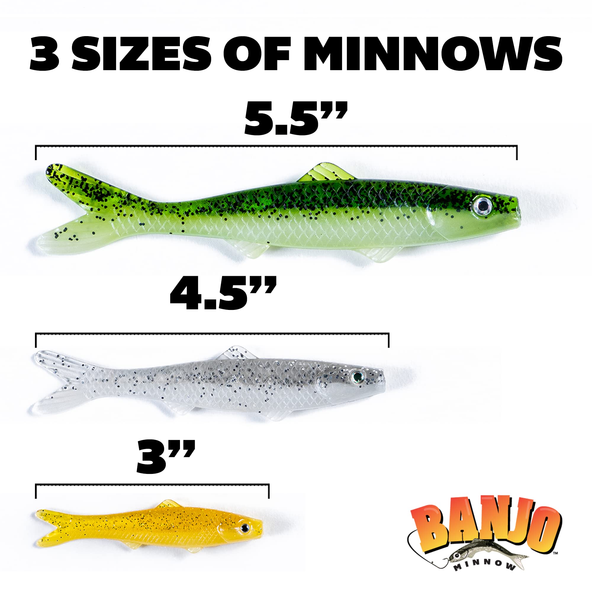 Close-up of lifelike Banjo Minnow lure with holographic eyes