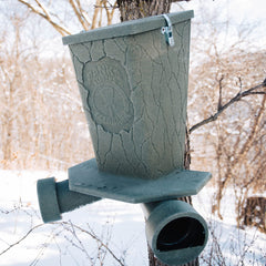 Banks Outdoors feed bank cover close-up shows watertight lid and easy filling.