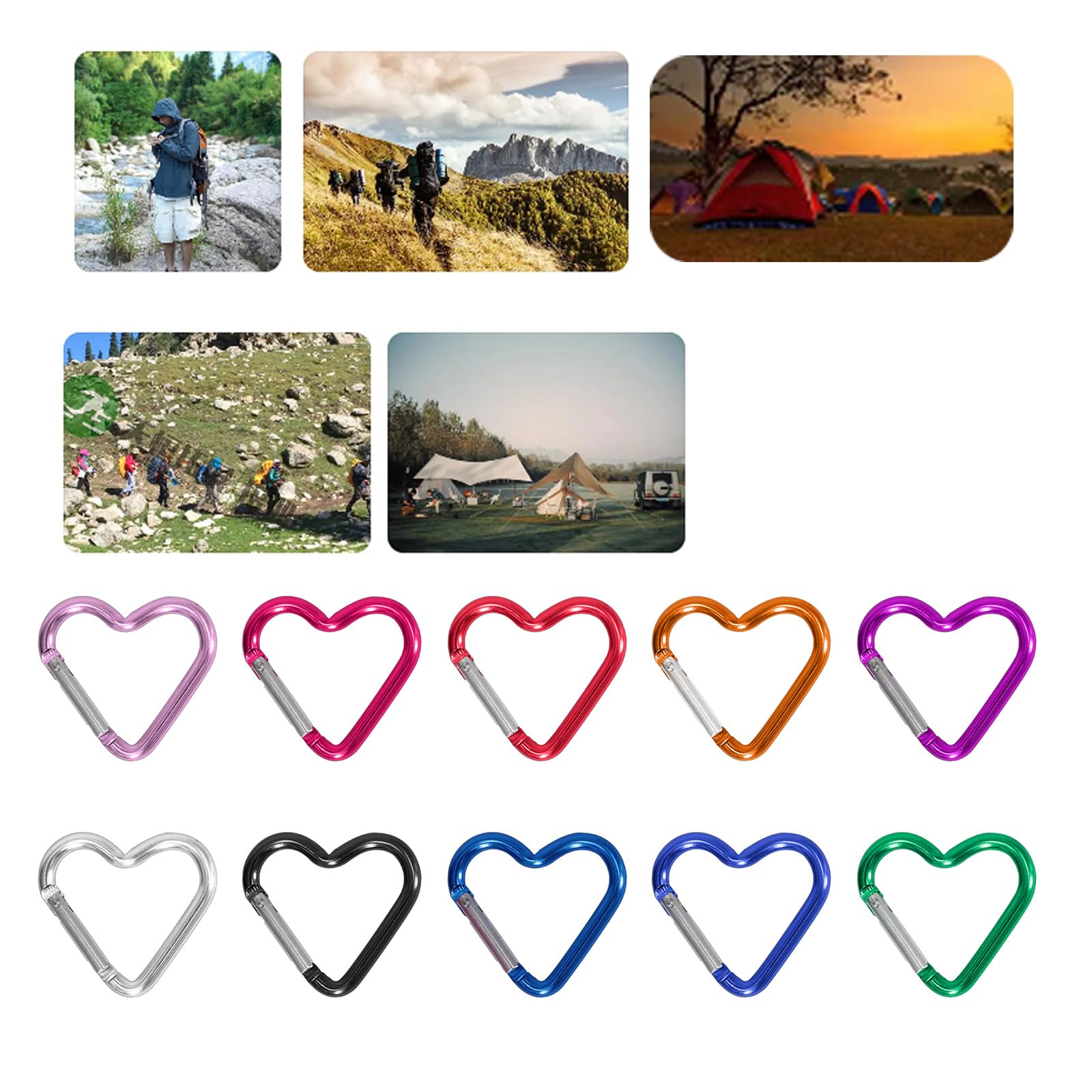 BANYUP heart carabiner clipped to backpack, keeps keys easy to reach on hikes.