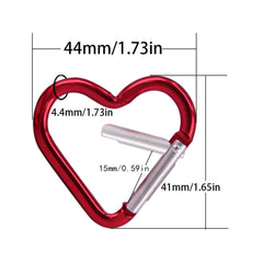 BANYUP heart snap hook open, demonstrating quick attachment on camping gear.