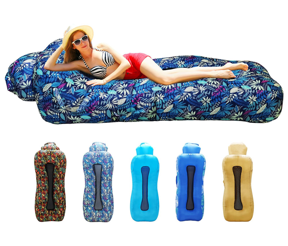 Baoinse inflatable couch on the beach scene, ideal for sunbathing and easy setup