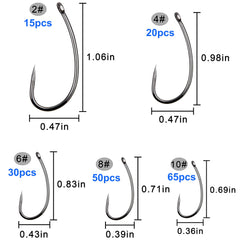 Barbless fishing hooks kit 8# - 50 pcs in compact box