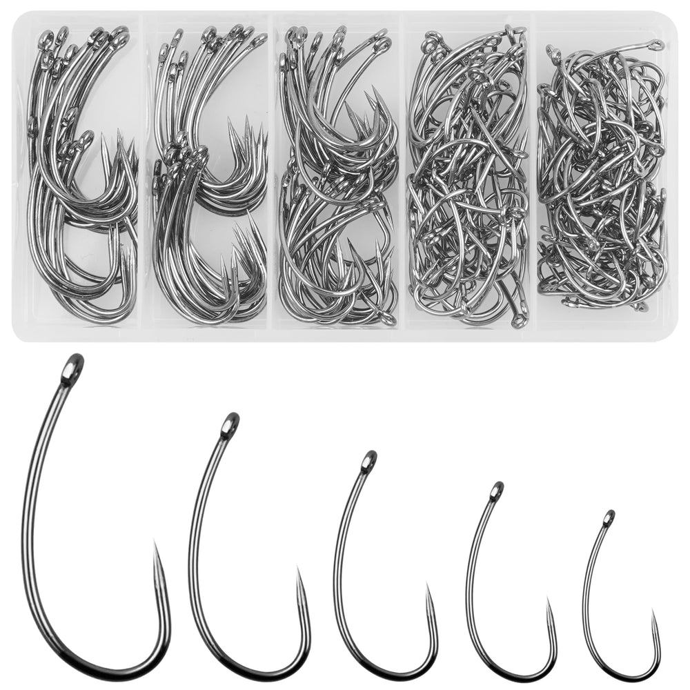 Barbless fishing hooks kit 180pcs front view