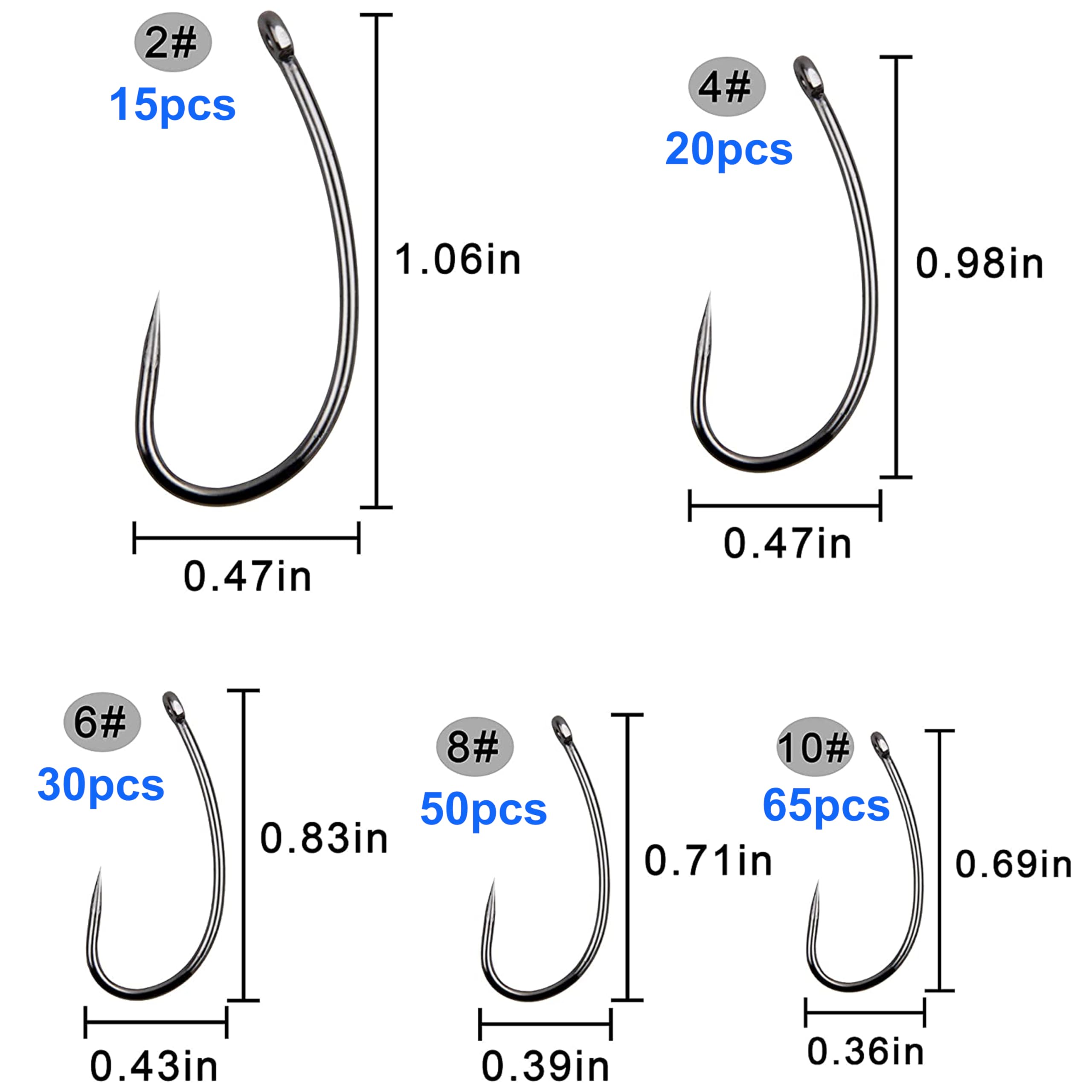 Assorted small size hooks in kit (10#-2#)