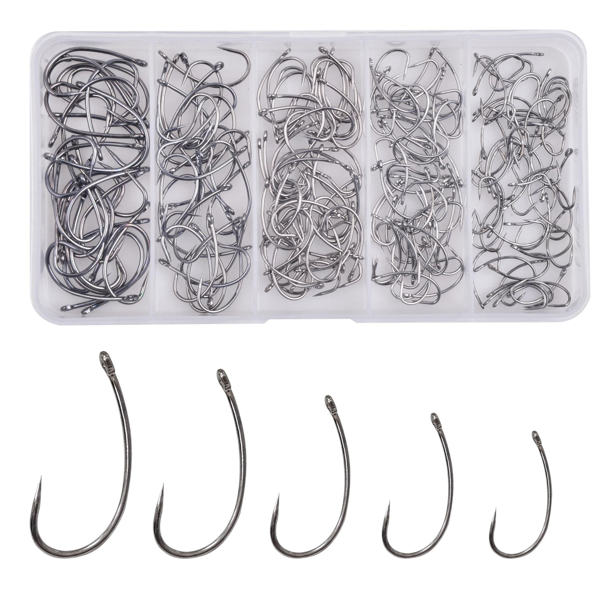 Front view of Barbless Hooks Kit 200pcs
