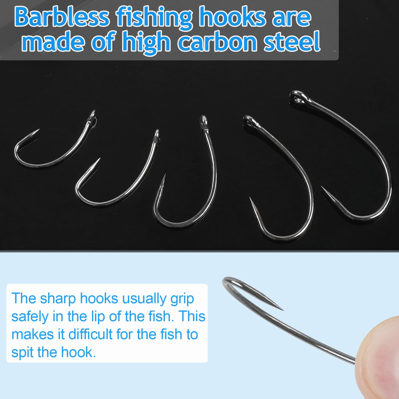 Barbless fishing hooks size 8 (50pcs) versatile for rigs