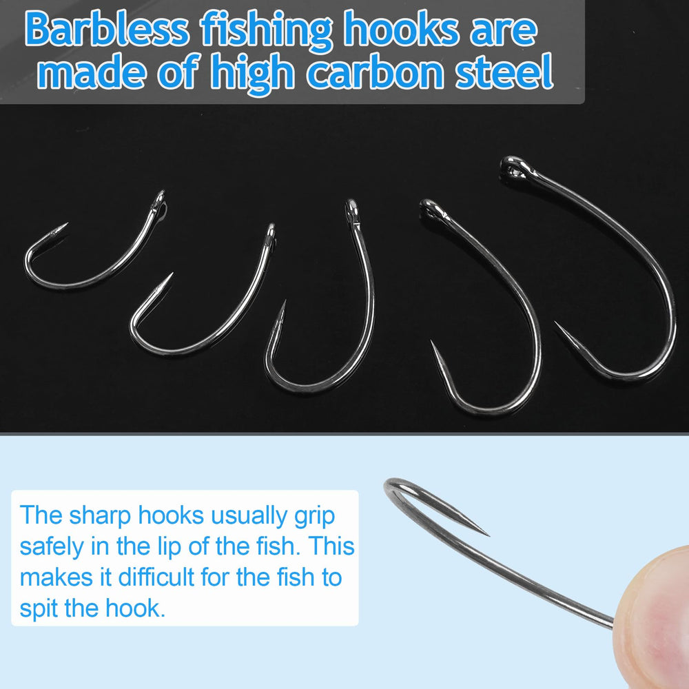 Barbless fishing hooks size 8 (50pcs) versatile for rigs