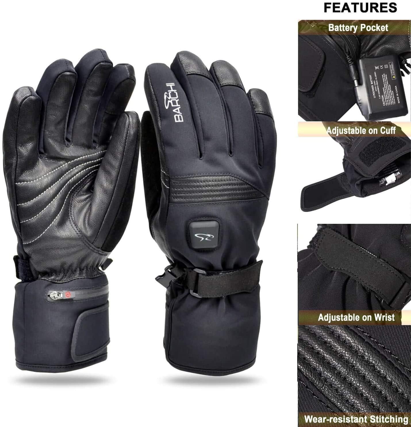 BARCHI HEAT gloves feature a water-resistant exterior for winter conditions.
