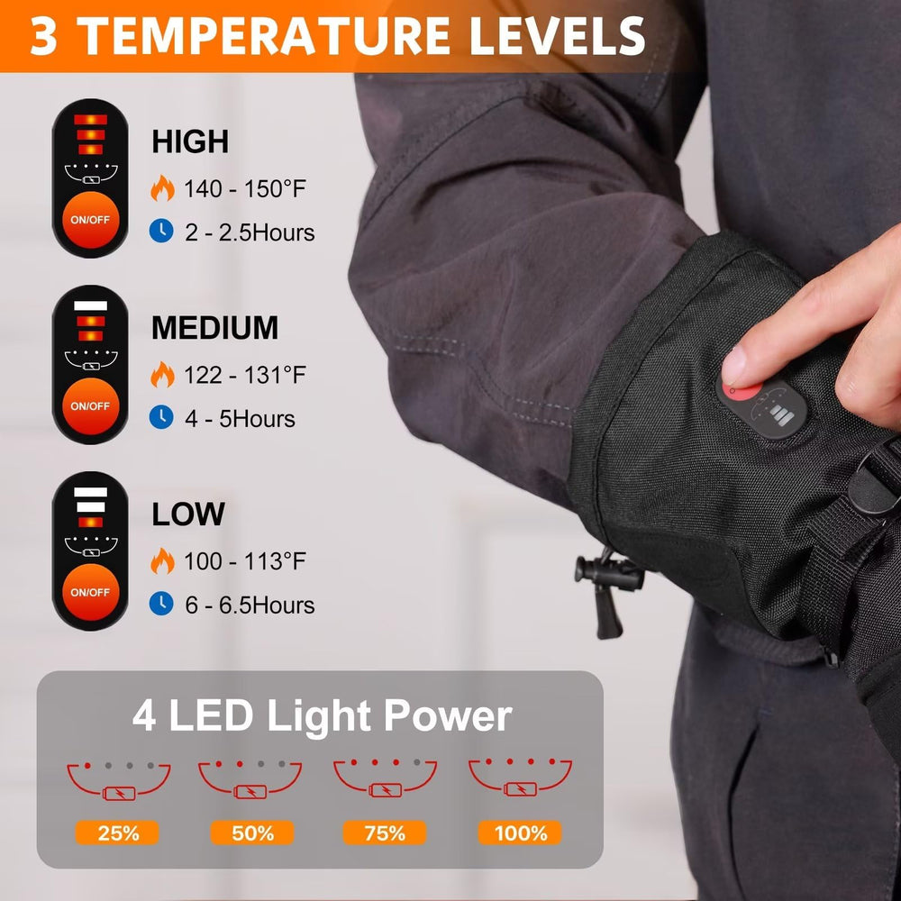 BARCHI HEAT heated glove infrared heating element close-up for rapid warmth.