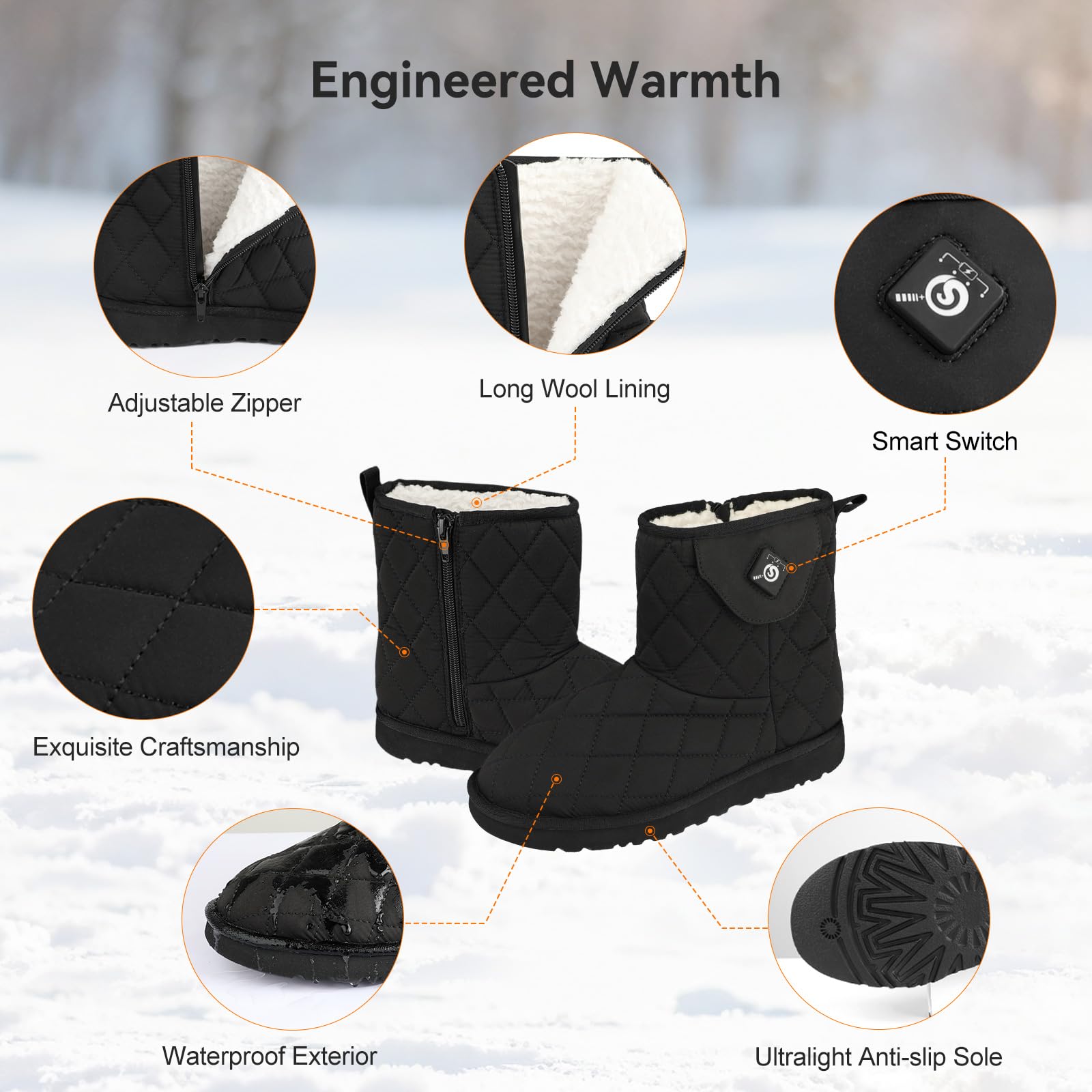 BARCHI HEAT non-slip-sole: reliable traction on wet or snowy surfaces.