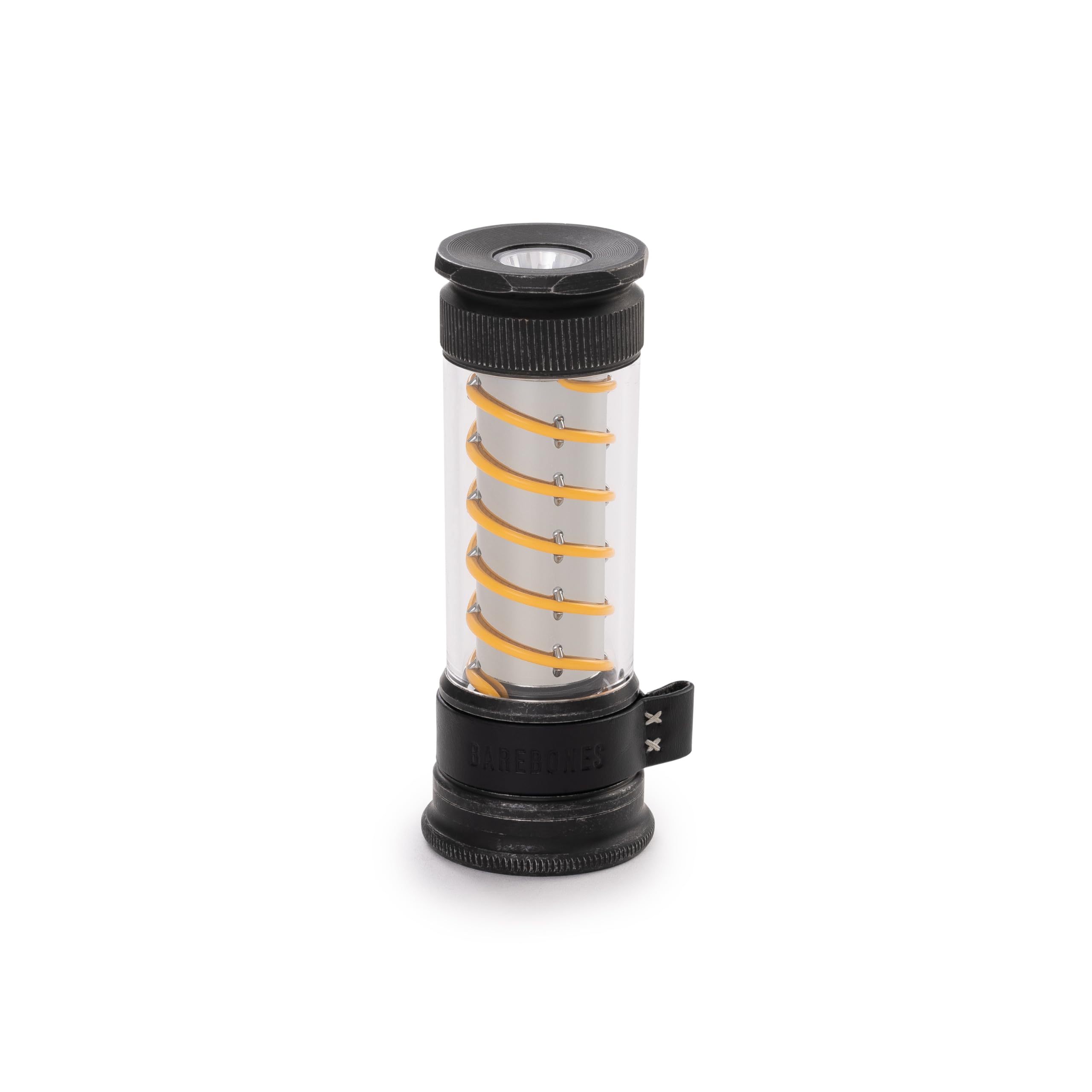 Barebones Edison Light Stick in tumbled steel showing lantern mode for outdoor ambience