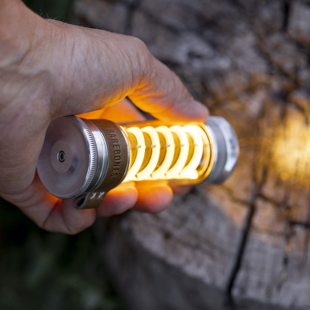 Barebones Edison light stick USB-C charging port in use for quick recharges