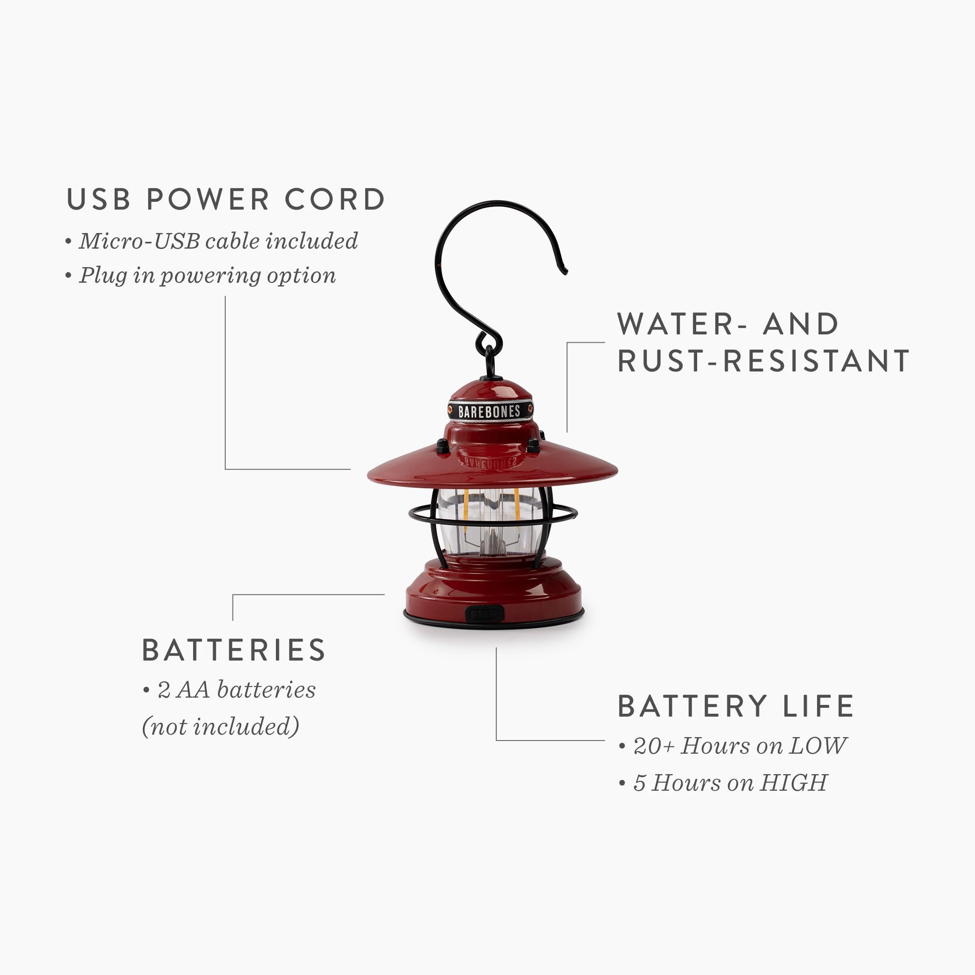 Barebones Edison mini lantern 3-pack red close-up LED for cozy glow.